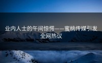 业内人士的午间惊愕——蜜桃传媒引发全网热议