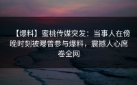 【爆料】蜜桃传媒突发：当事人在傍晚时刻被曝曾参与爆料，震撼人心席卷全网