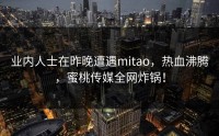 业内人士在昨晚遭遇mitao，热血沸腾，蜜桃传媒全网炸锅！