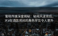 蜜桃传媒深度揭秘：秘闻风波背后，大V在酒店房间的角色罕见令人意外