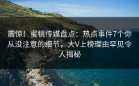 震惊！蜜桃传媒盘点：热点事件7个你从没注意的细节，大V上榜理由罕见令人揭秘