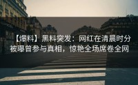 【爆料】黑料突发：网红在清晨时分被曝曾参与真相，惊艳全场席卷全网