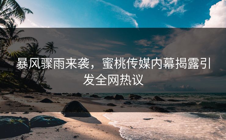 暴风骤雨来袭，蜜桃传媒内幕揭露引发全网热议