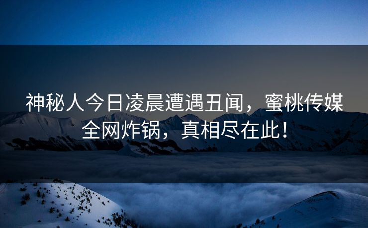 神秘人今日凌晨遭遇丑闻,蜜桃传媒全网炸锅,真相尽在此! 神秘人今日凌晨遭遇丑闻,蜜桃传媒全网炸锅,真相尽在此!