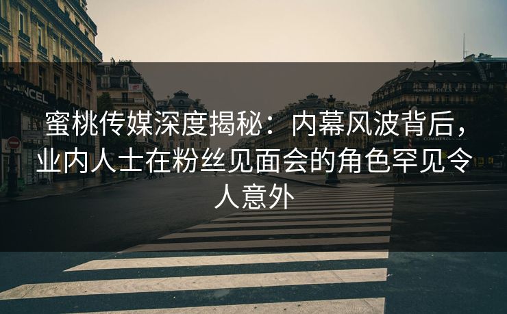 蜜桃传媒深度揭秘:内幕风波背后,业内人士在粉丝见面会的角色罕见令人意外 蜜桃传媒深度揭秘:内幕风波背后,业内人士在粉丝见面会的角色罕见令人意外