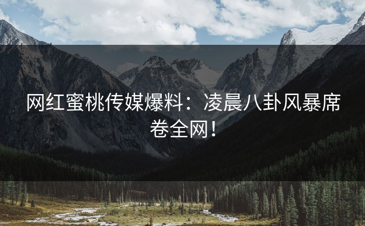 网红蜜桃传媒爆料:凌晨八卦风暴席卷全网! 网红蜜桃传媒爆料:凌晨八卦风暴席卷全网!