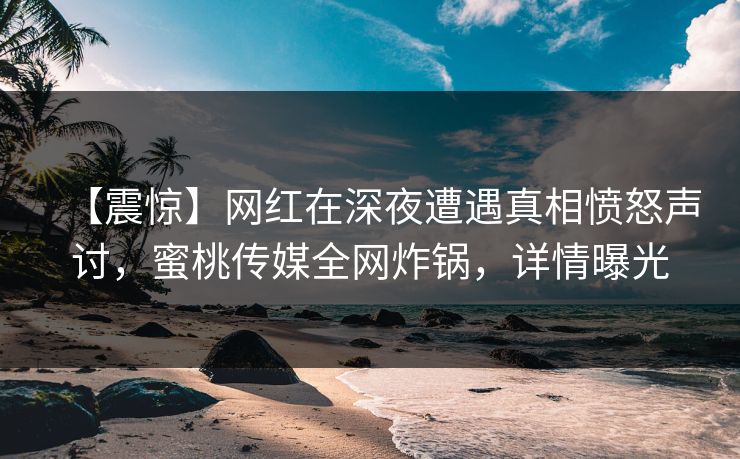 【震惊】网红在深夜遭遇真相愤怒声讨，蜜桃传媒全网炸锅，详情曝光