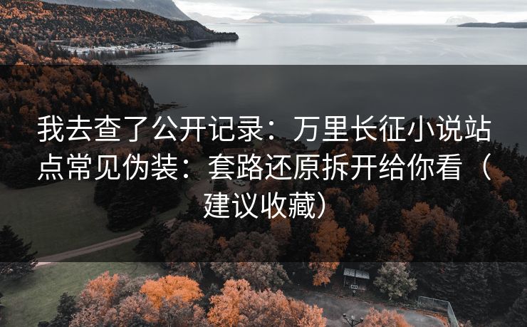 我去查了公开记录:万里长征小说站点常见伪装:套路还原拆开给你看(建议收藏) 我去查了公开记录:万里长征小说站点常见伪装:套路还原拆开给你看(建议收藏)